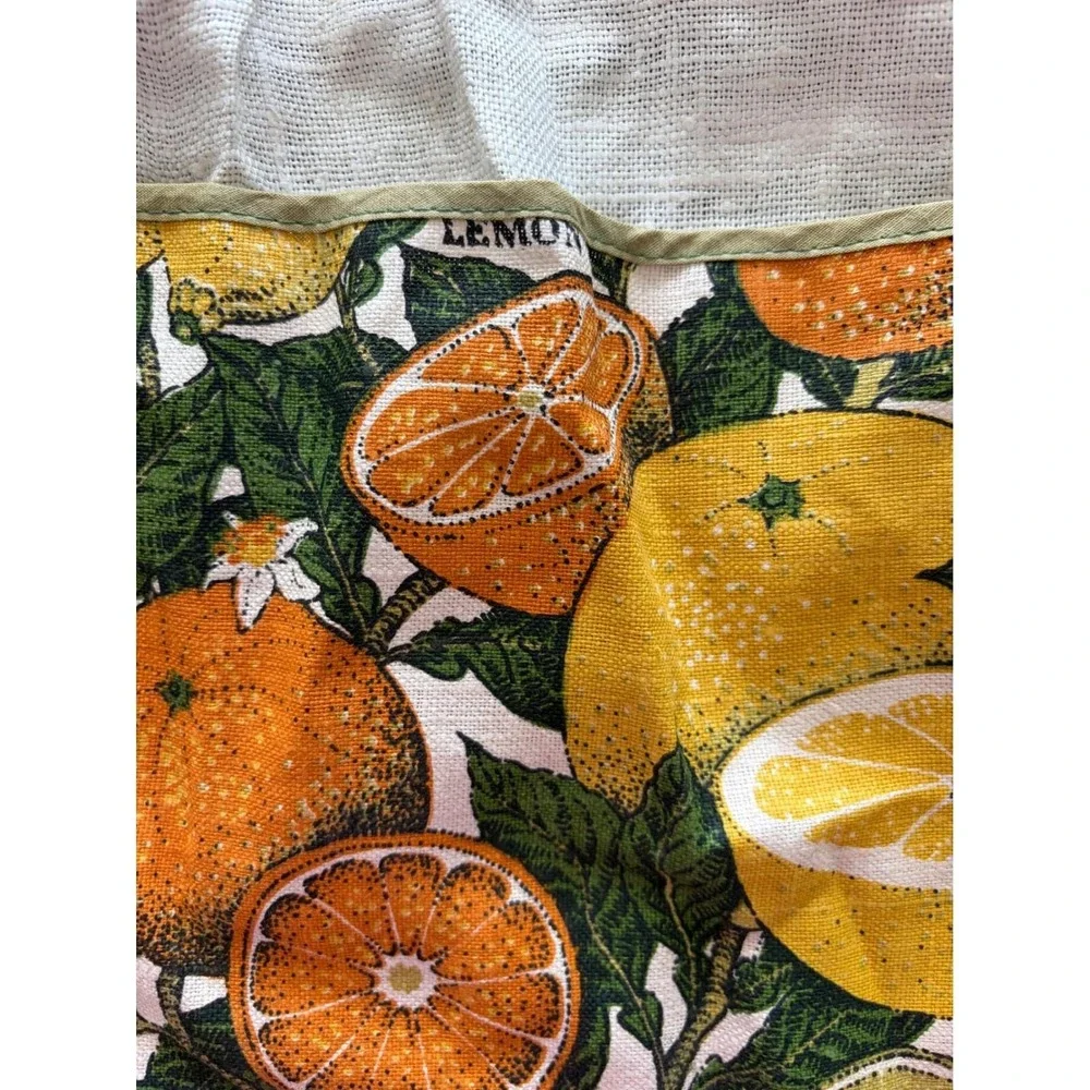 Vintage‎ Citrus Fruit Botanical Print Linen Half Apron Orange Lemon Grapefruit